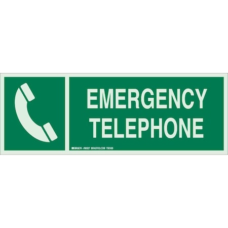 Brady Emergency Telephone, 5 in x 14 in, Rectangle, Plastic, 90927 90927
